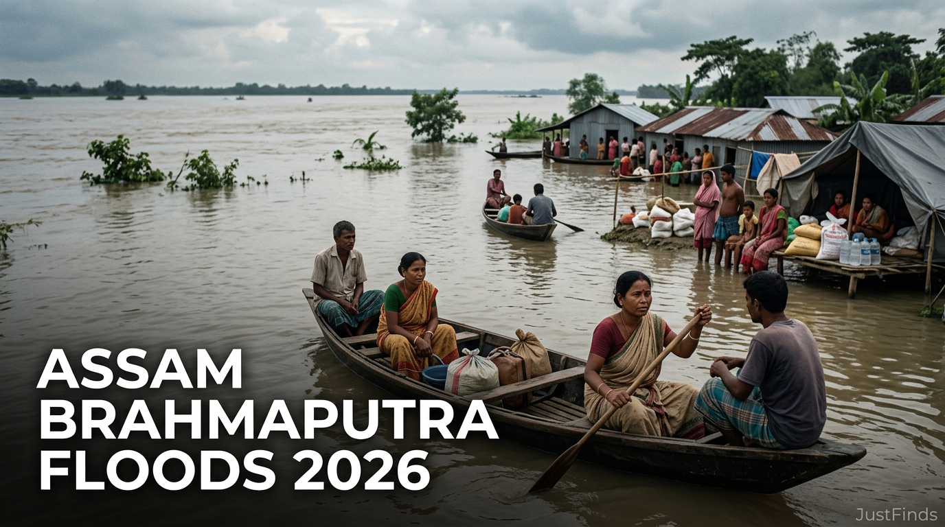 Assam and Brahmaputra Floods 2026: Death Toll, Relief Packages and What Families Need Now — JustFinds News cover