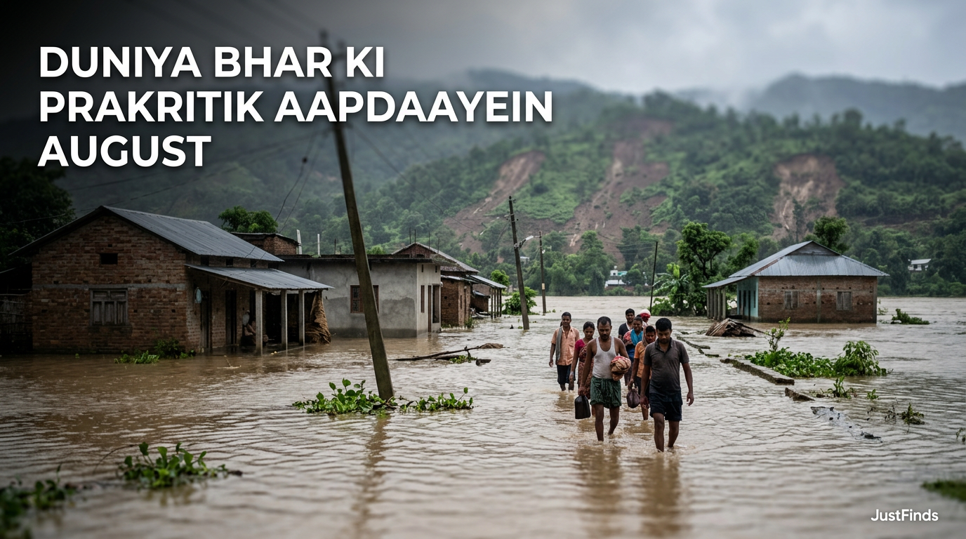 Duniya bhar ki prakritik aapdaayein August 2026: baadh, landslide aur toofan ke live updates — JustFinds News cover