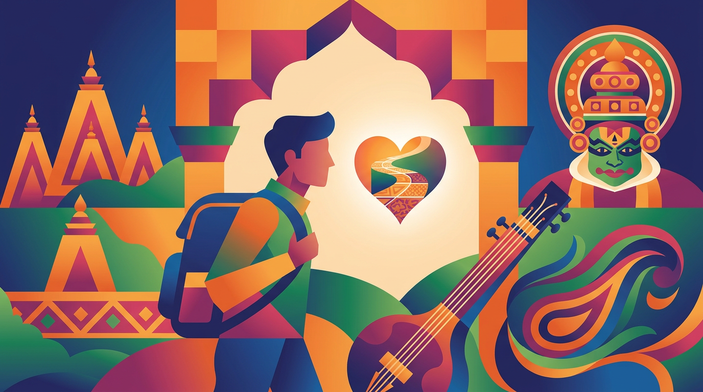 Inward Wanderlust: Why 2026 is the Year of Culture-Led Travel in India — JustFinds Lifestyle illustration