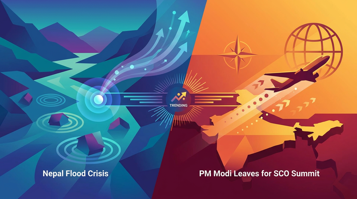 India Trending News Today: Nepal Flood Crisis Deepens, PM Modi Leaves for SCO Summit — JustFinds News illustration