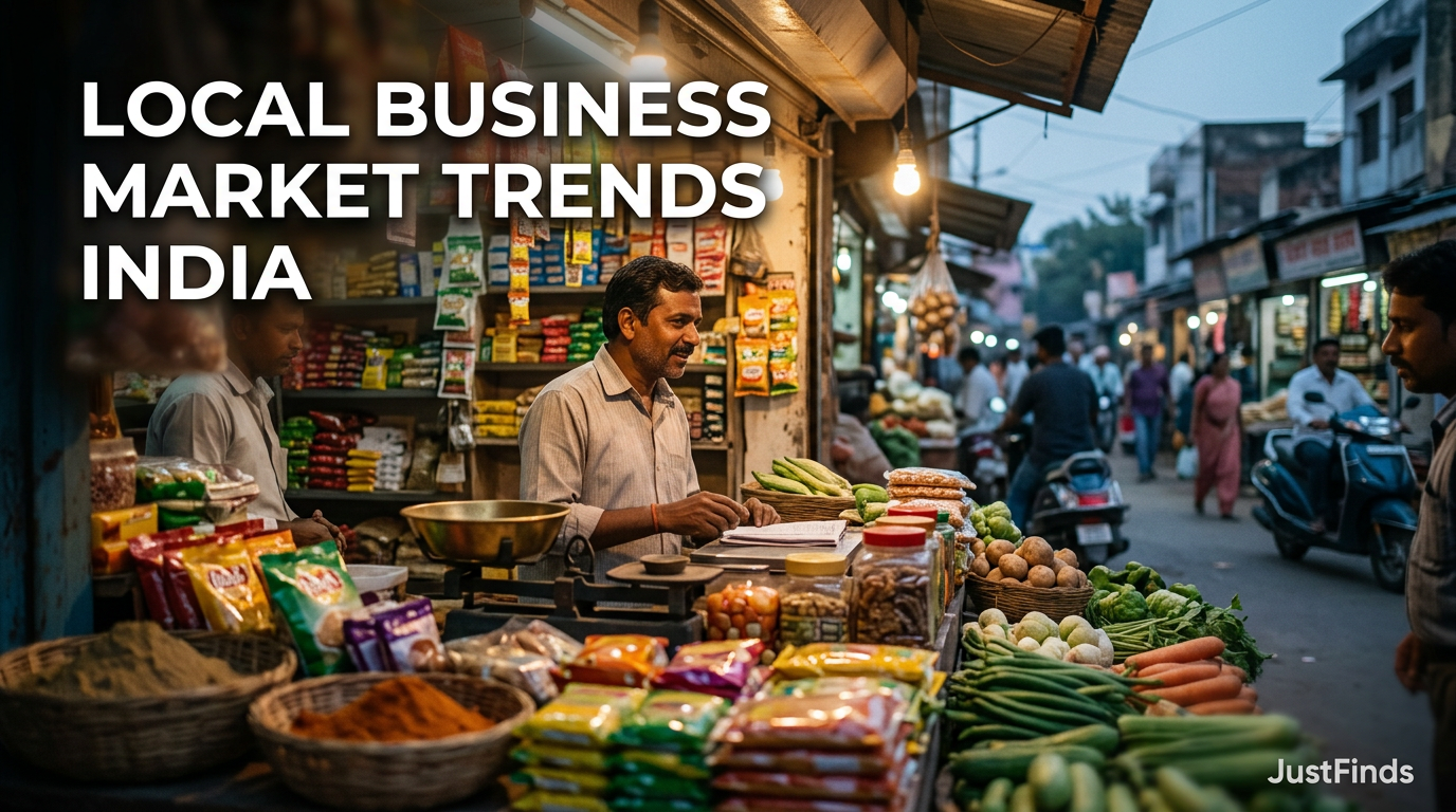 Local Business and Market Trends India: छोटे व्यापारियों के लिए क्या है बड़ी खबर? — JustFinds Business cover